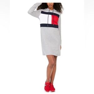 TOMMY HILFIGER Flag Logo Hoodie Sweatshirt Dress Size S